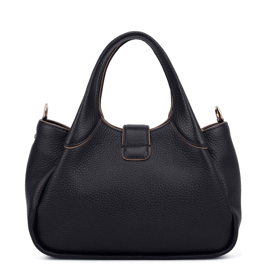 Small Wax Leather Satchel - Black