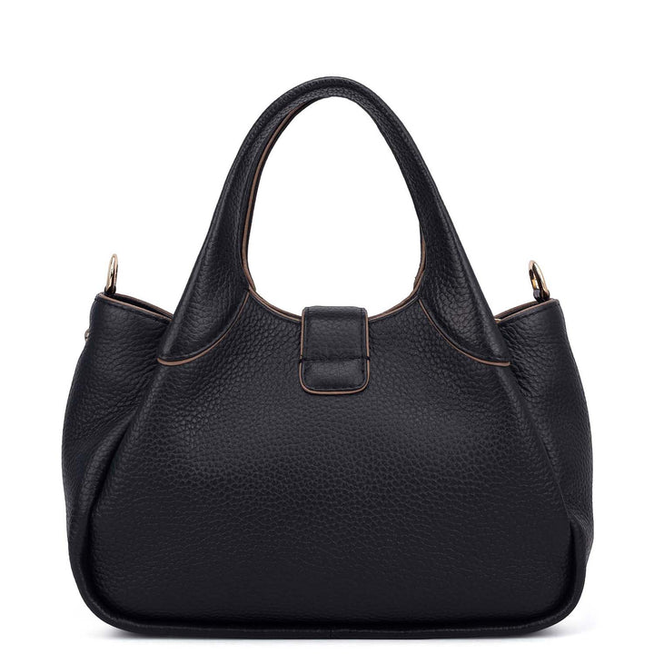 Small Wax Leather Satchel - Black