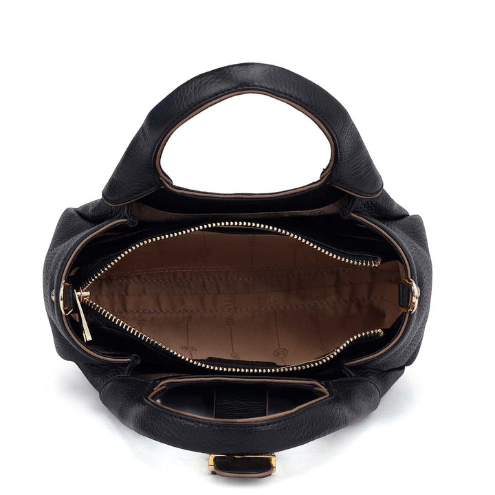 Small Wax Leather Satchel - Black