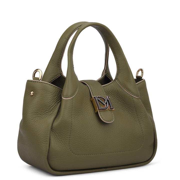 Small Wax Leather Satchel - Fern