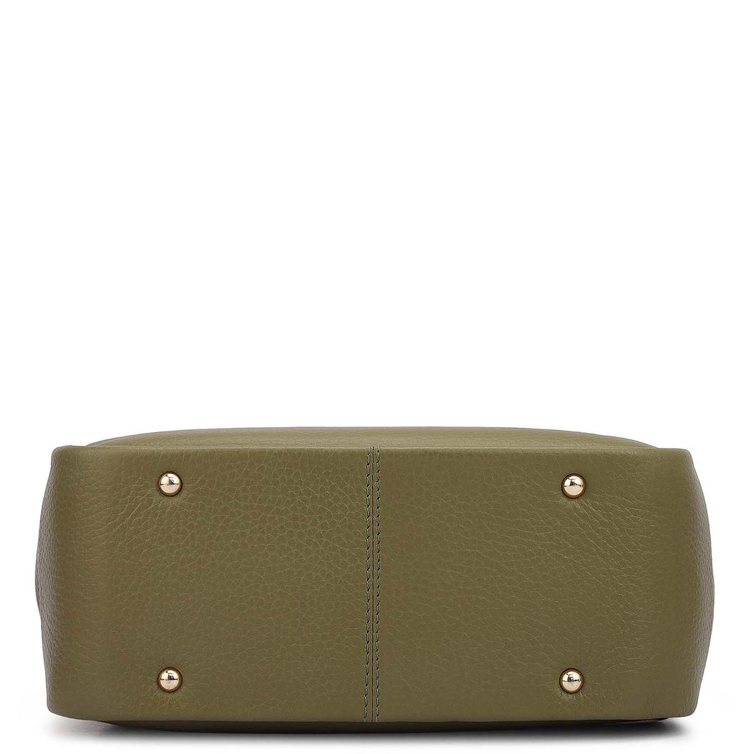 Small Wax Leather Satchel - Fern