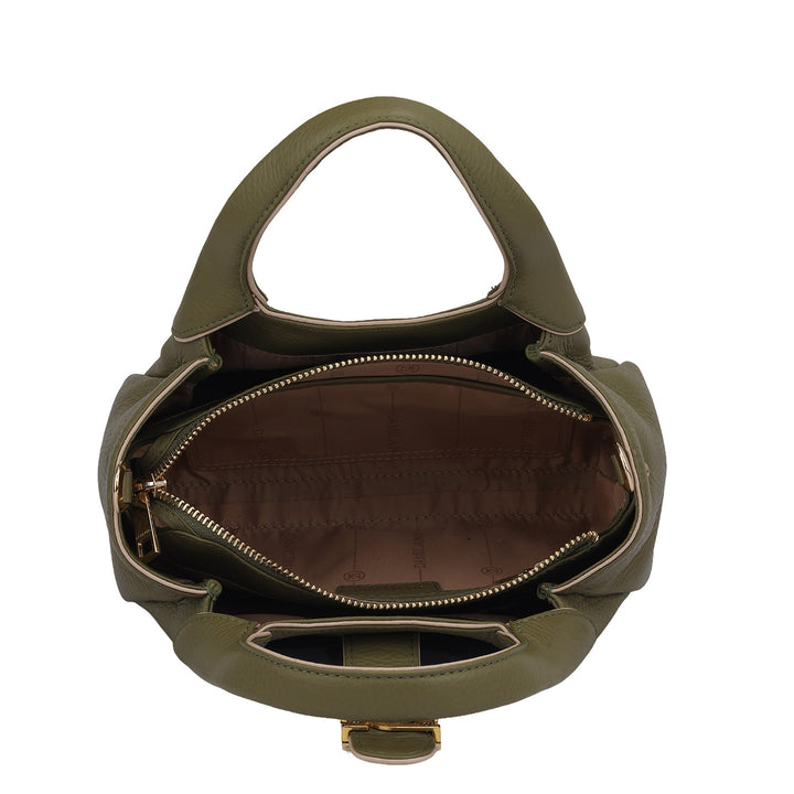 Small Wax Leather Satchel - Fern