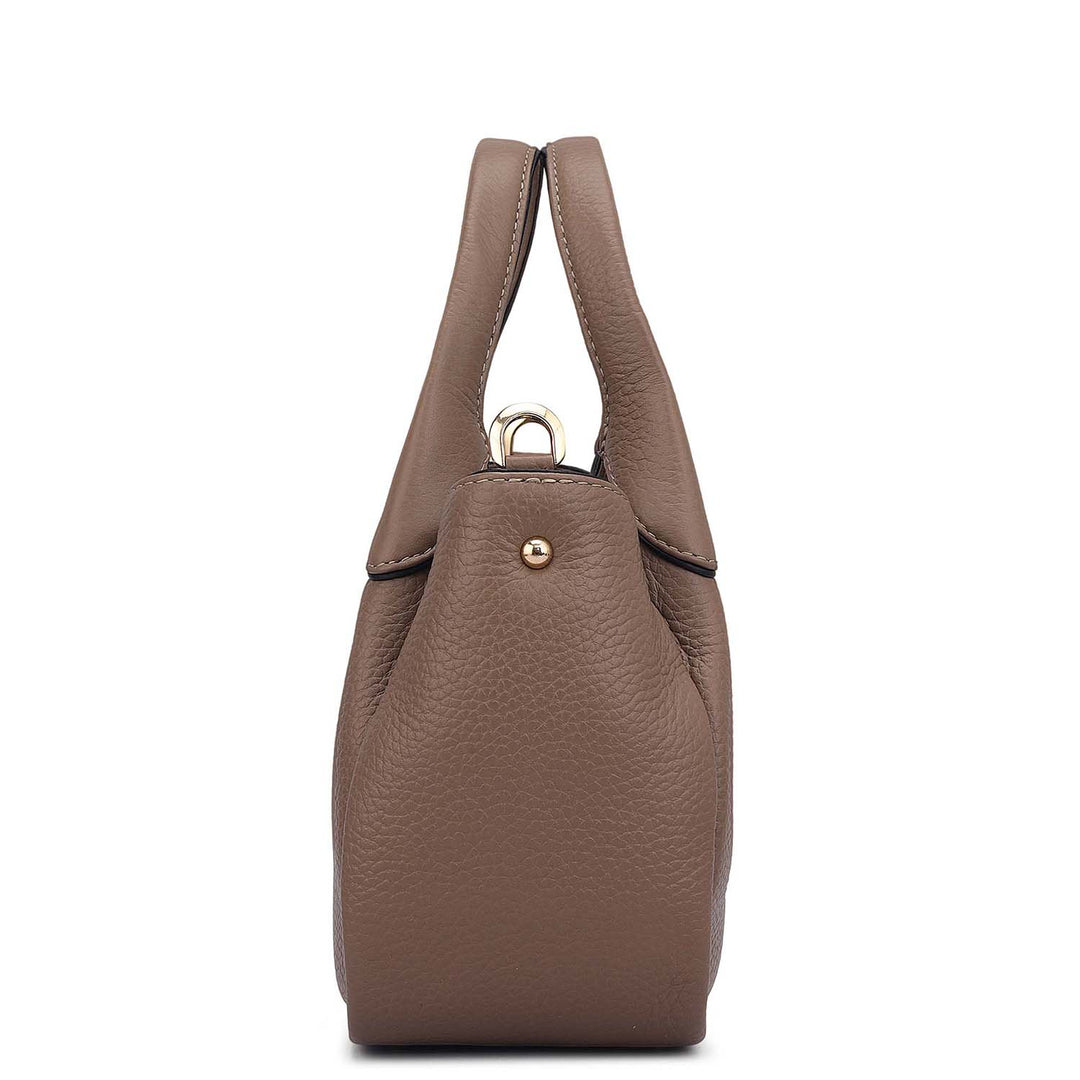 Small Wax Leather Satchel - Greyish Taupe