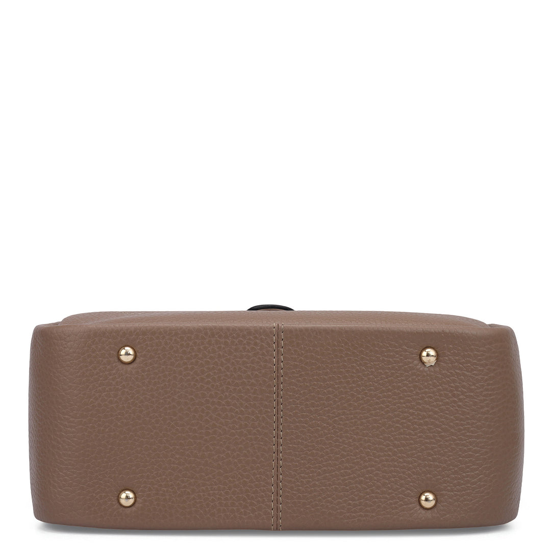 Small Wax Leather Satchel - Greyish Taupe