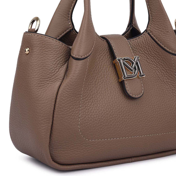 Small Wax Leather Satchel - Greyish Taupe