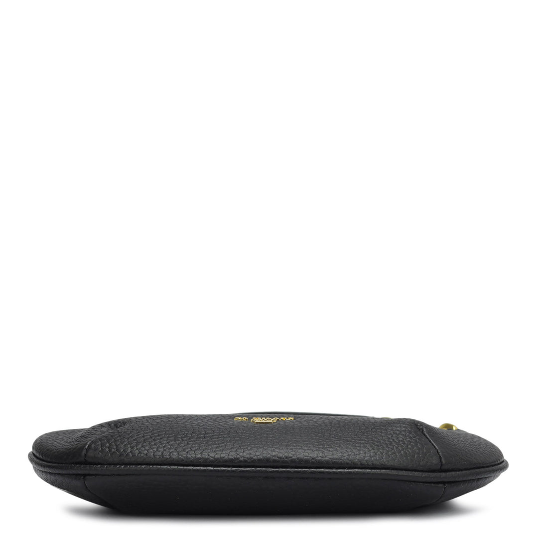 Small Wax Leather Baguette  - Black