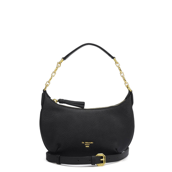 Small Wax Leather Baguette  - Black