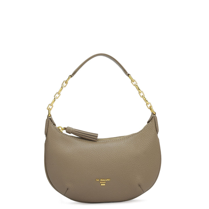 Small Wax Leather Baguette  - Greyish Taupe