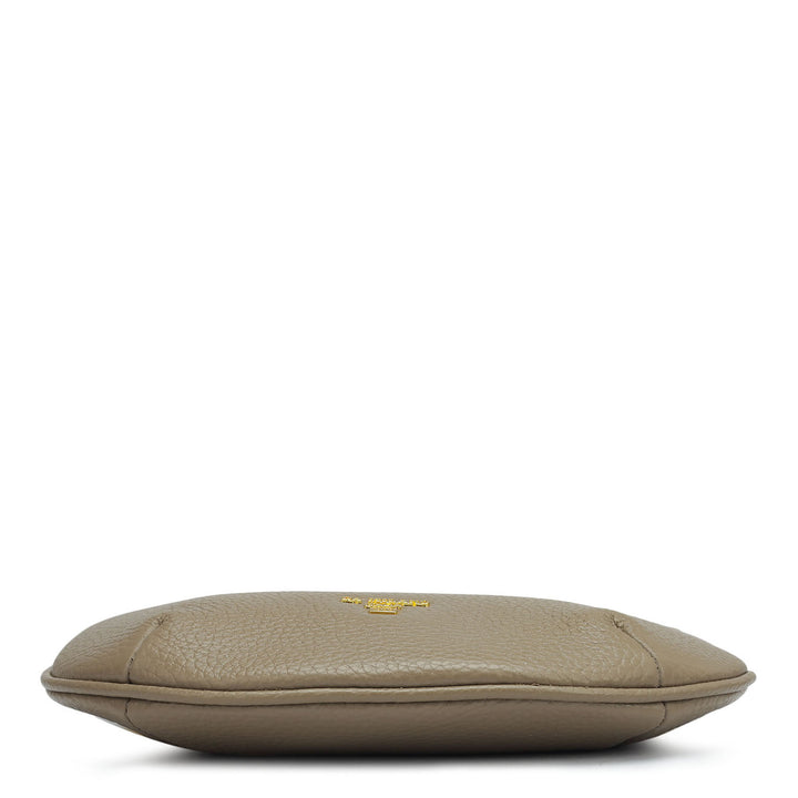 Small Wax Leather Baguette  - Greyish Taupe