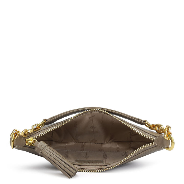 Small Wax Leather Baguette  - Greyish Taupe