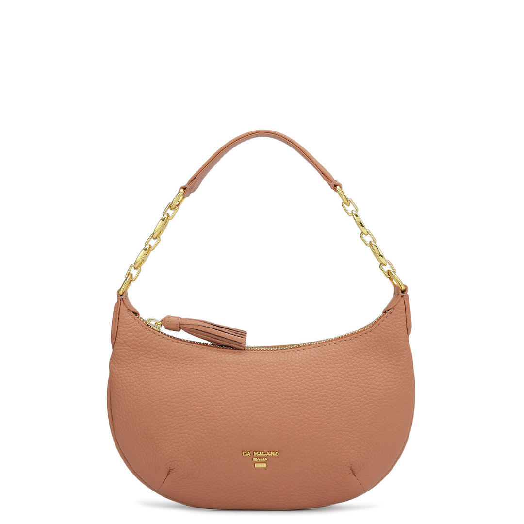 Small Wax Leather Baguette  - Terracotta