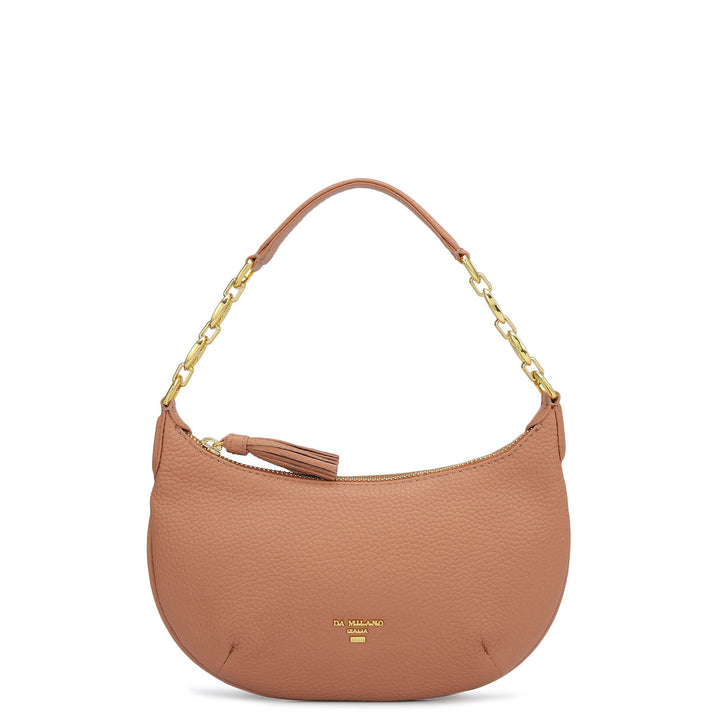 Small Wax Leather Baguette  - Terracotta