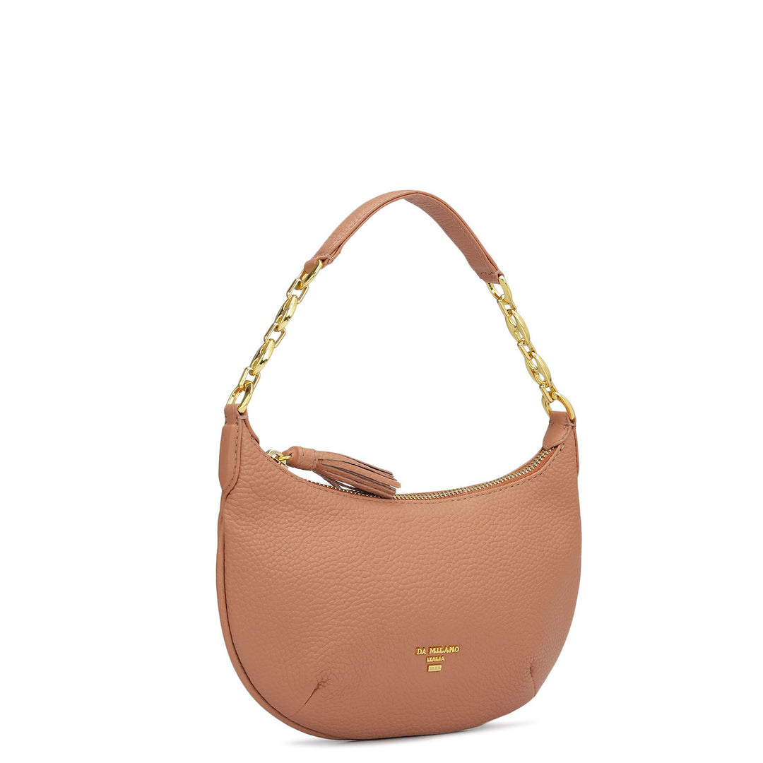 Small Wax Leather Baguette  - Terracotta