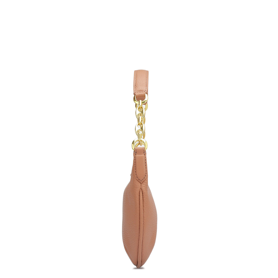 Small Wax Leather Baguette  - Terracotta