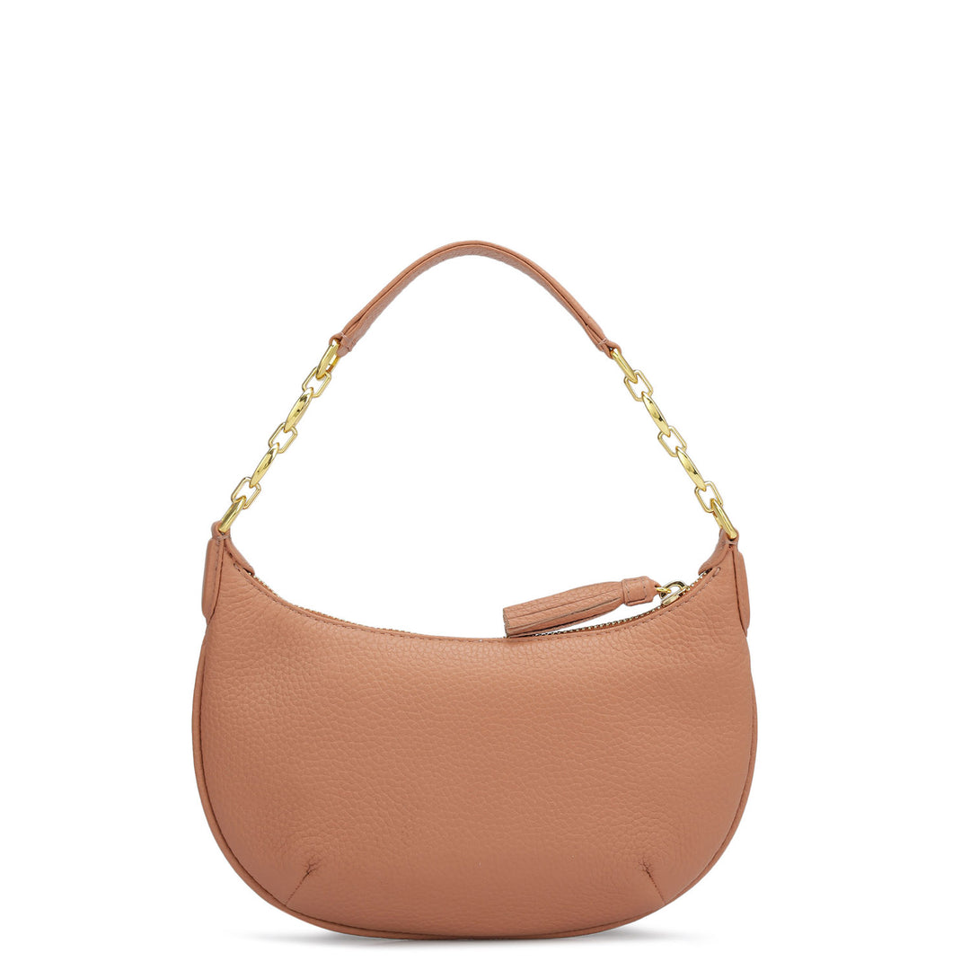 Small Wax Leather Baguette  - Terracotta