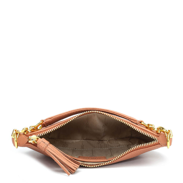 Small Wax Leather Baguette  - Terracotta