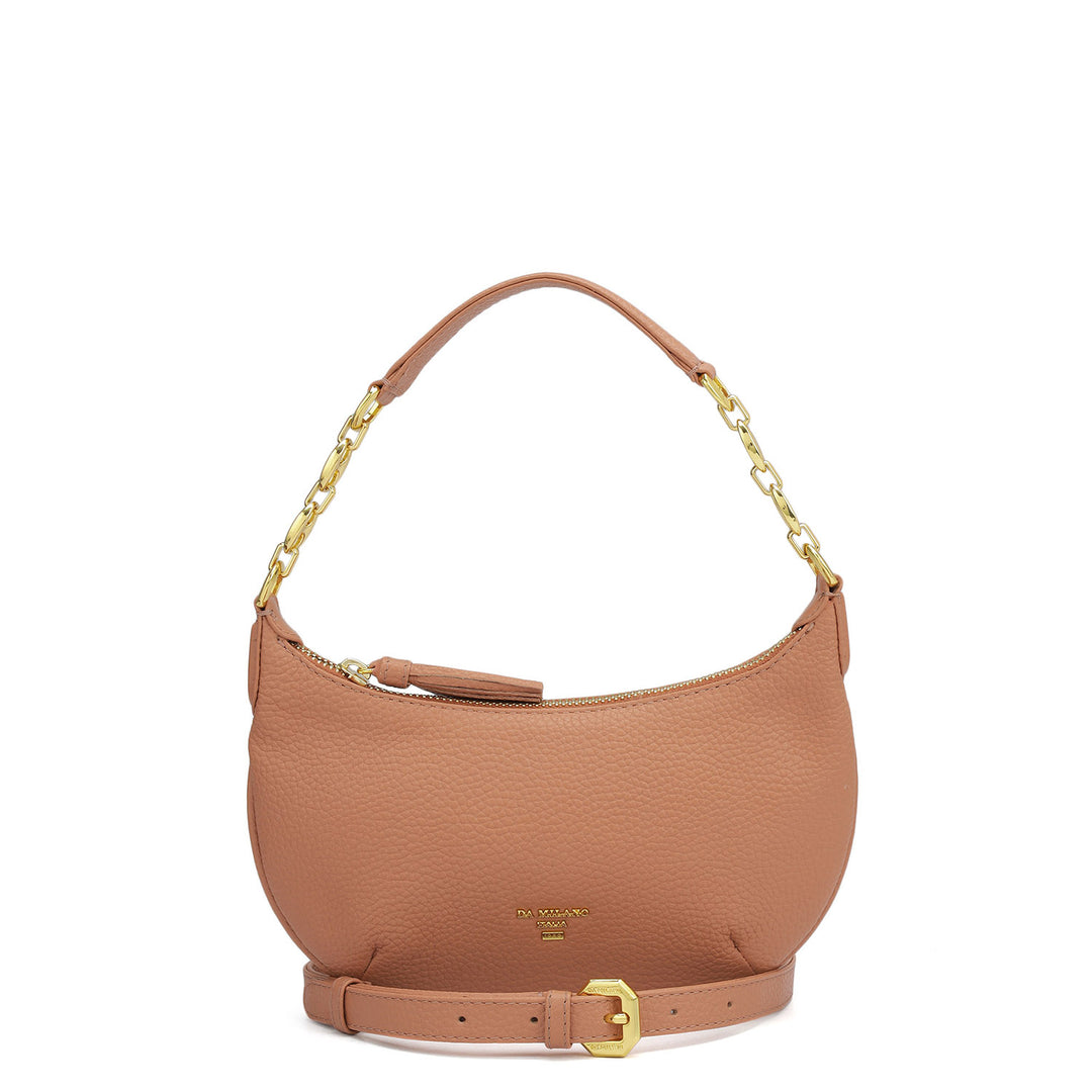 Small Wax Leather Baguette  - Terracotta