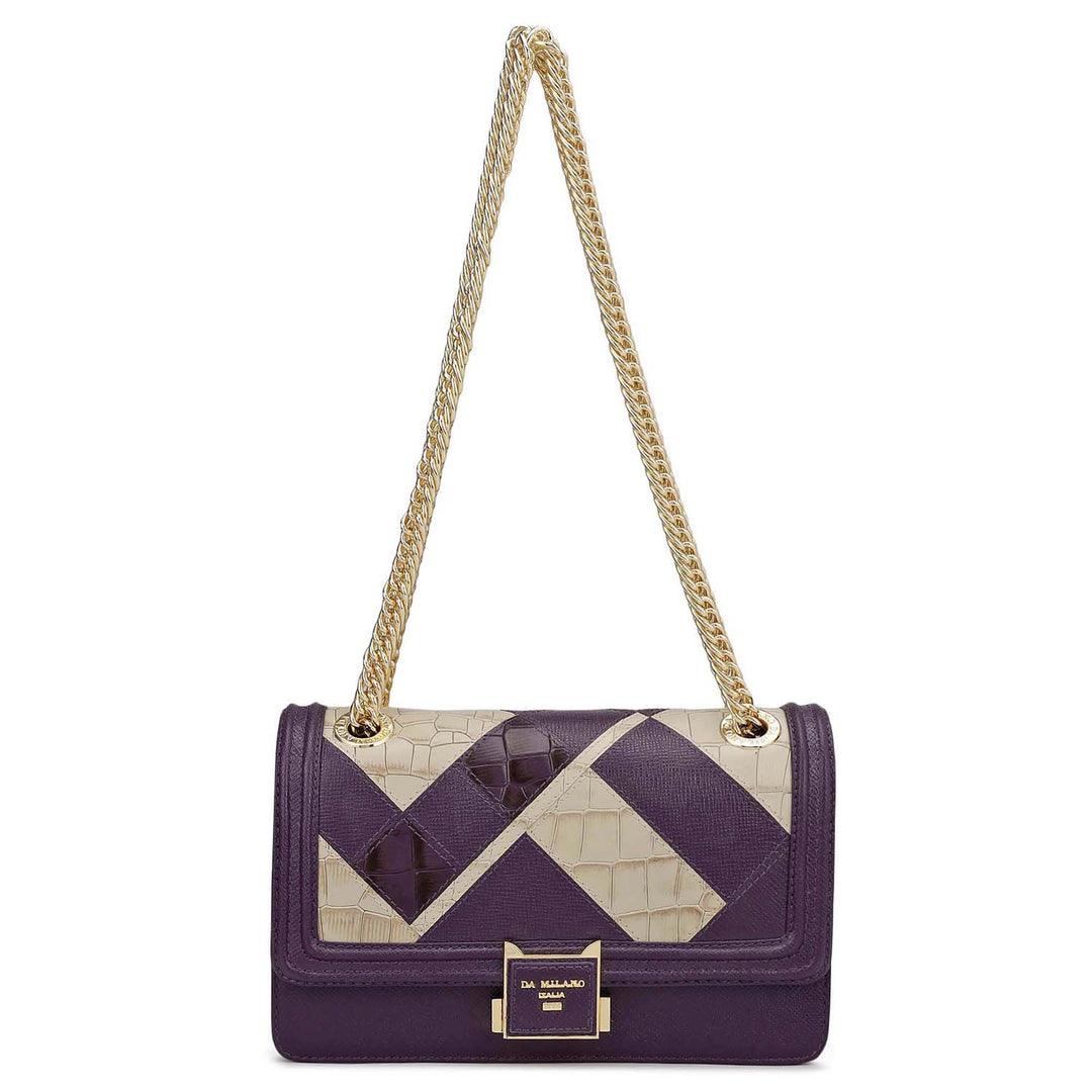 Small Croco Franzy Leather Shoulder Bag - Grapevine & Frost