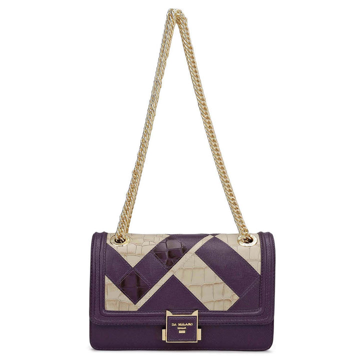 Small Croco Franzy Leather Shoulder Bag - Grapevine & Frost