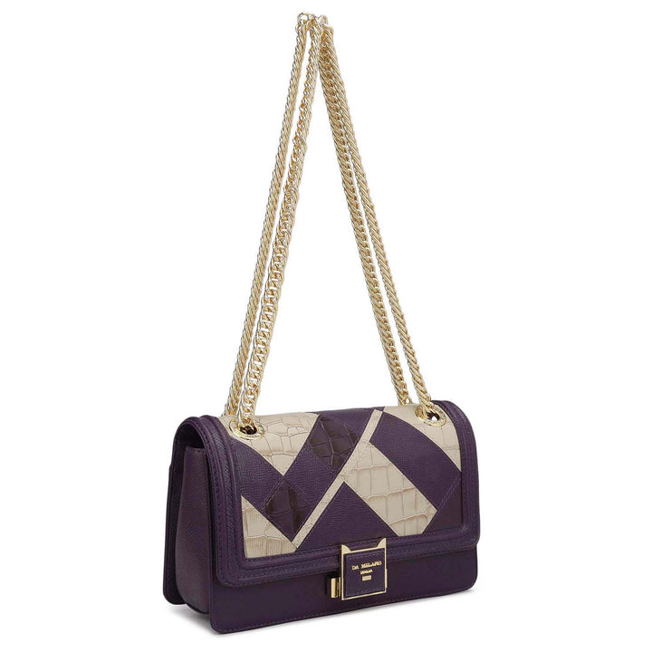 Small Croco Franzy Leather Shoulder Bag - Grapevine & Frost