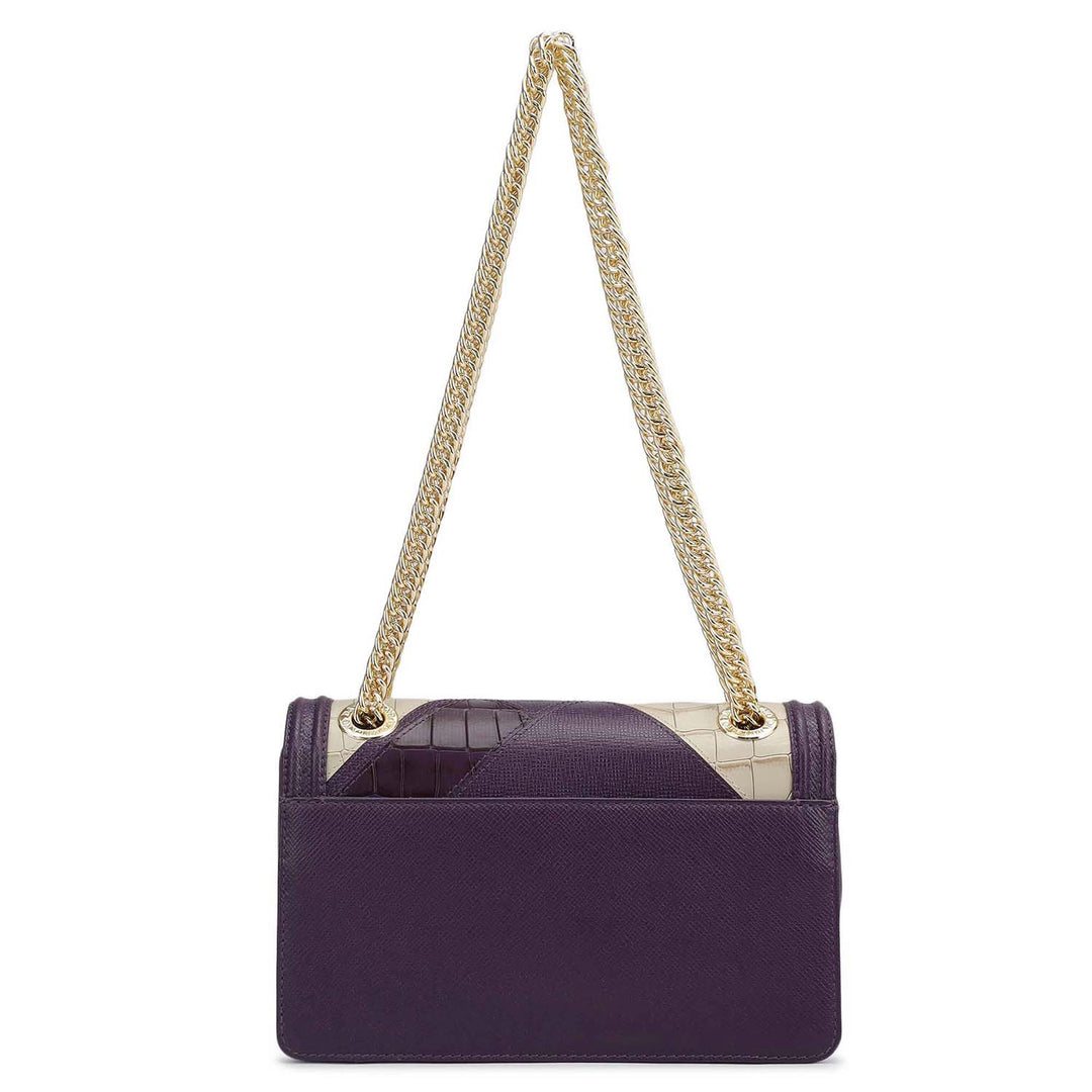 Small Croco Franzy Leather Shoulder Bag - Grapevine & Frost