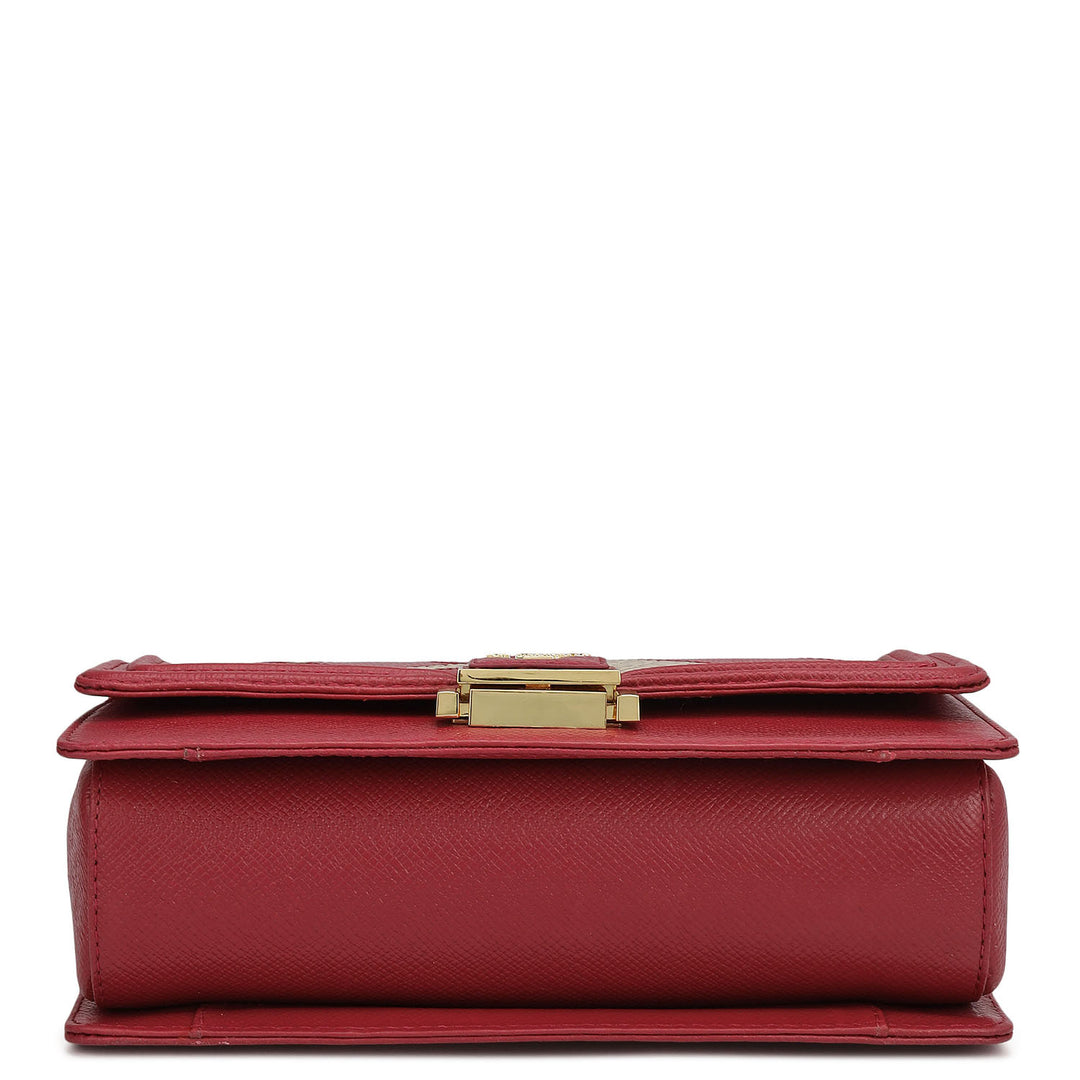 Small Croco Franzy Leather Shoulder Bag - Plumberry & Frost