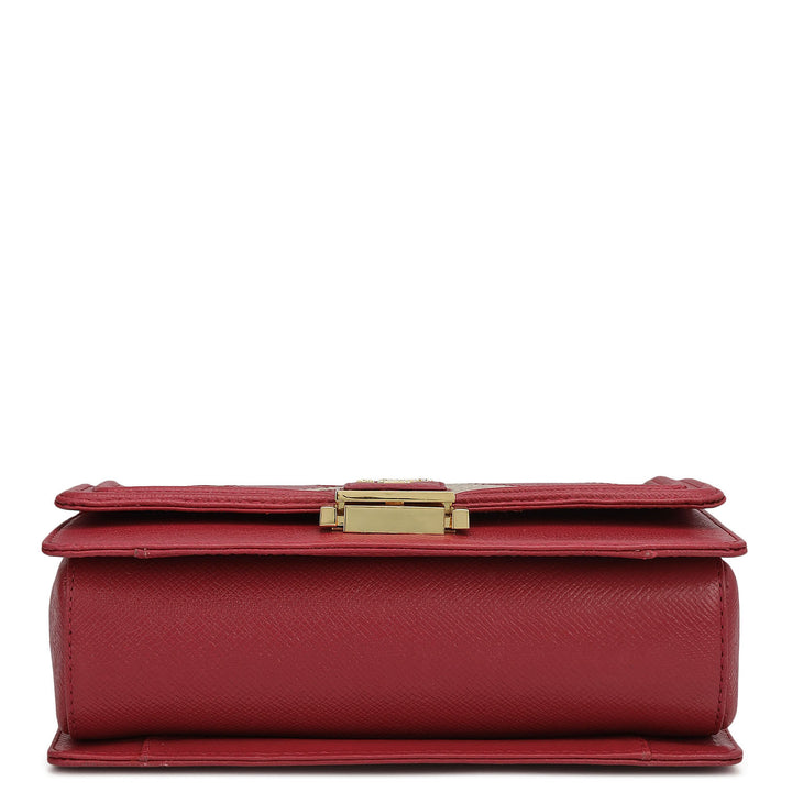 Small Croco Franzy Leather Shoulder Bag - Plumberry & Frost