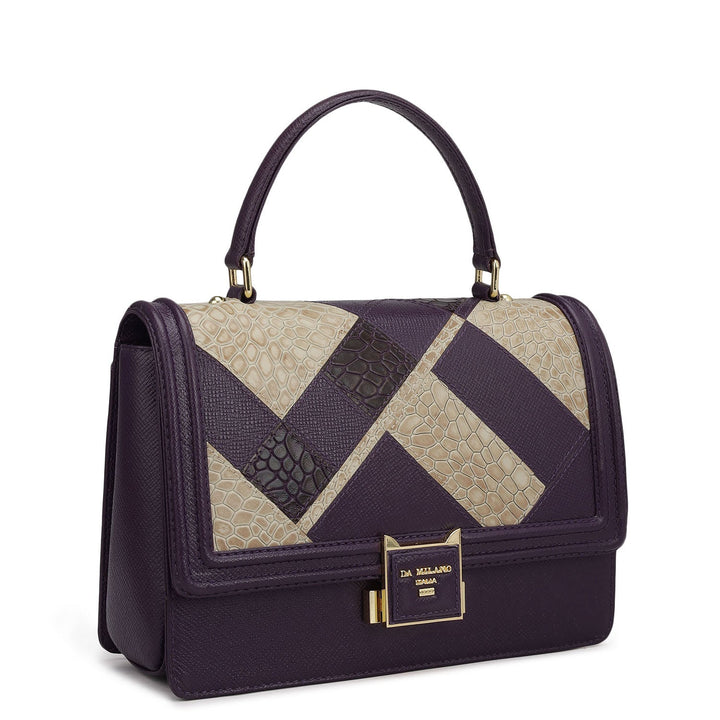 Small Croco Franzy Leather Satchel - Grapevine & Frost