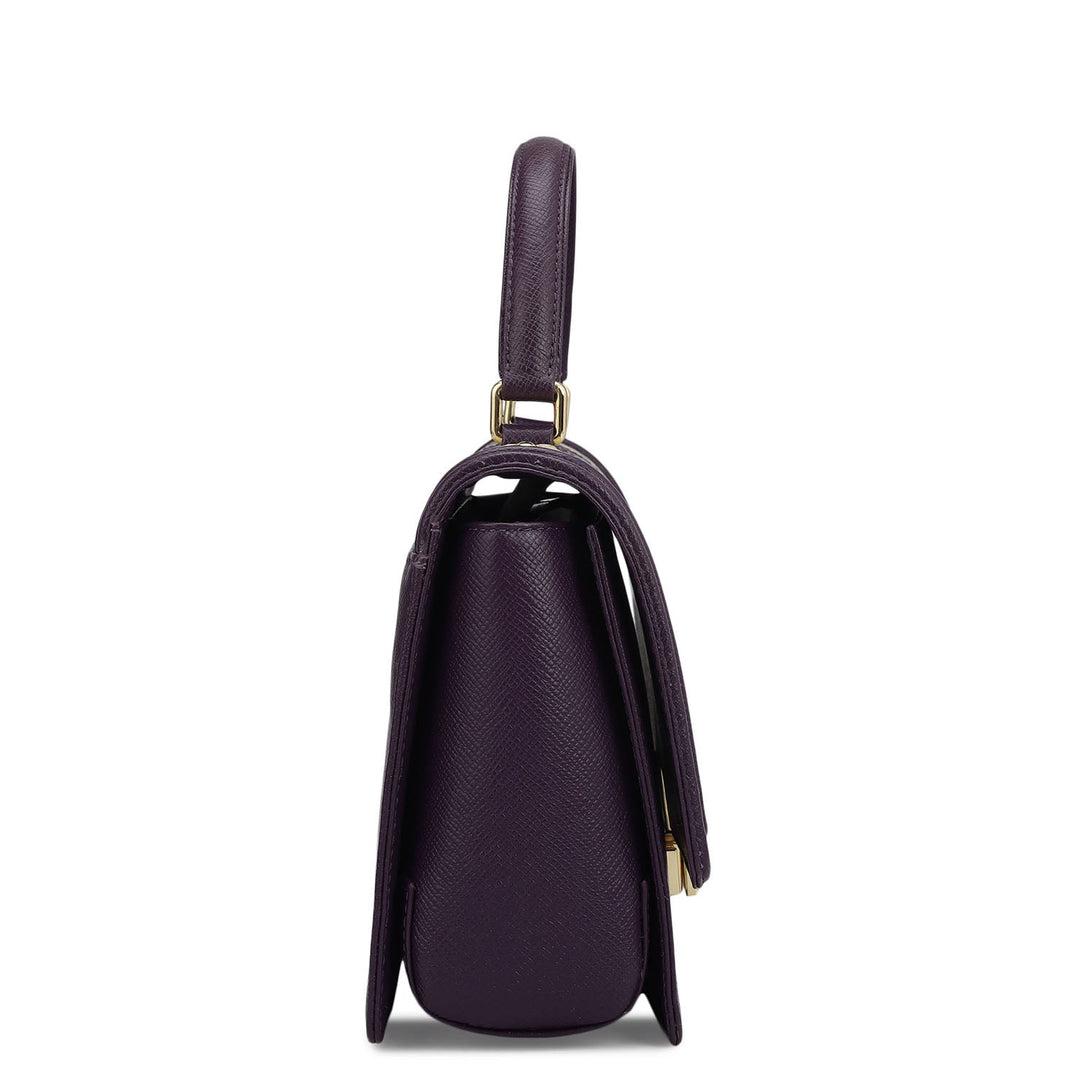 Small Croco Franzy Leather Satchel - Grapevine & Frost