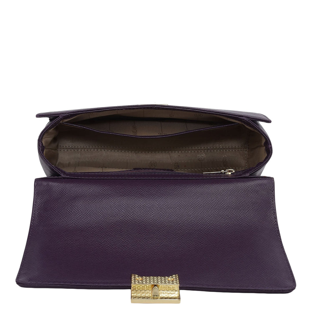 Small Croco Franzy Leather Satchel - Grapevine & Frost