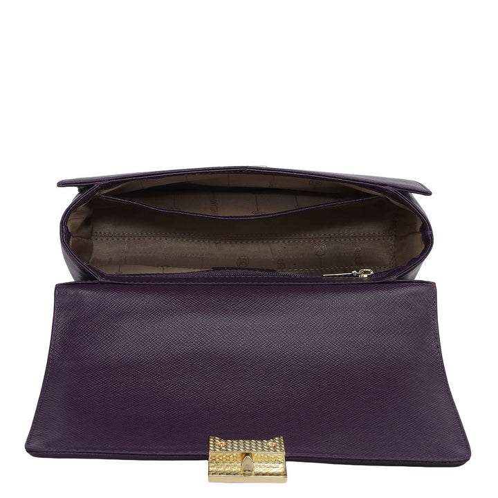 Small Croco Franzy Leather Satchel - Grapevine & Frost