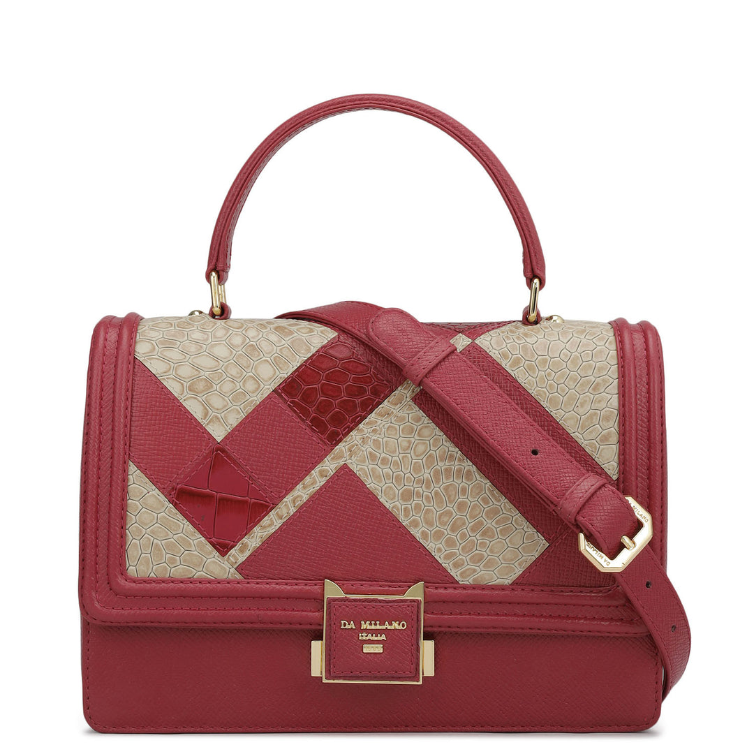 Small Croco Franzy Leather Satchel - Plumberry & Frost