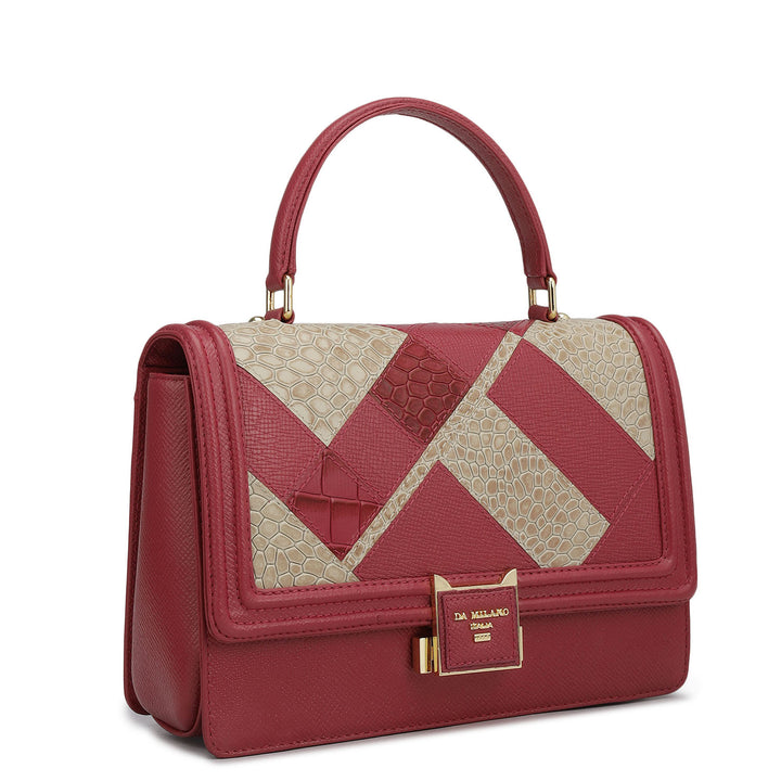 Small Croco Franzy Leather Satchel - Plumberry & Frost