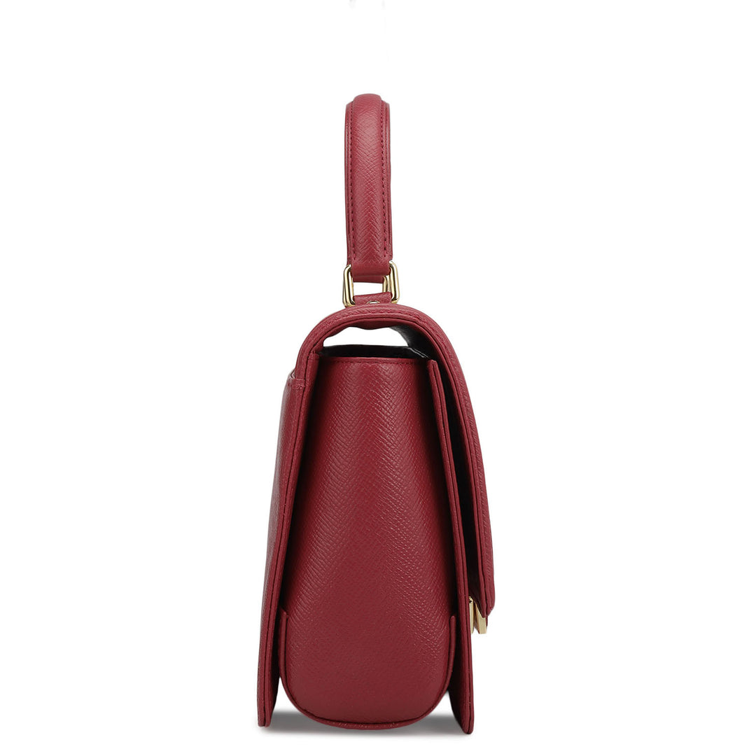 Small Croco Franzy Leather Satchel - Plumberry & Frost