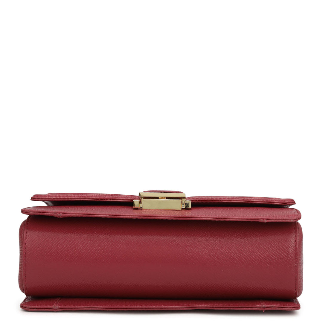 Small Croco Franzy Leather Satchel - Plumberry & Frost