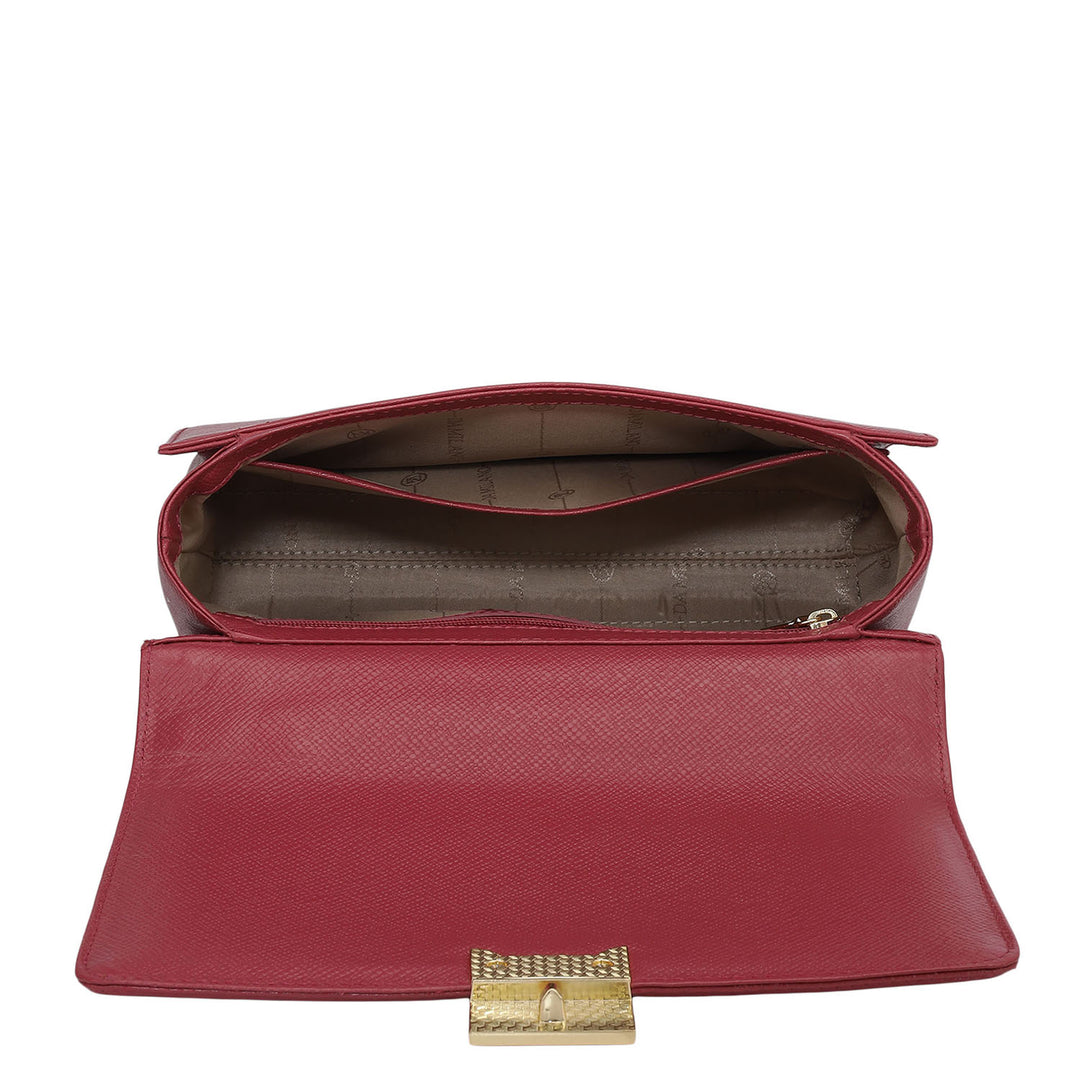 Small Croco Franzy Leather Satchel - Plumberry & Frost