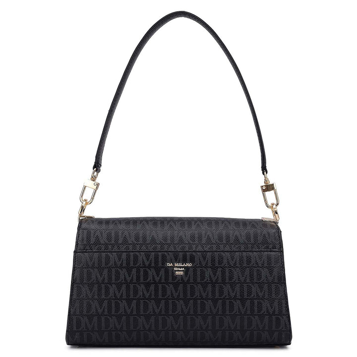 Siena Monogram Leather Baguette - Black