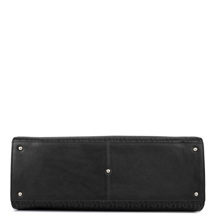 Siena Monogram Leather Tote - Black