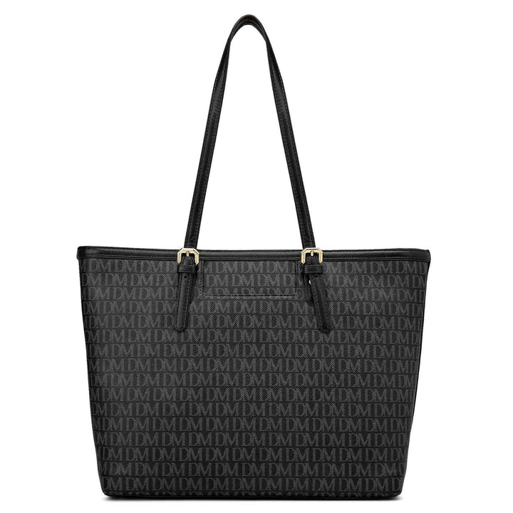 Medium Monogram Leather Tote - Black