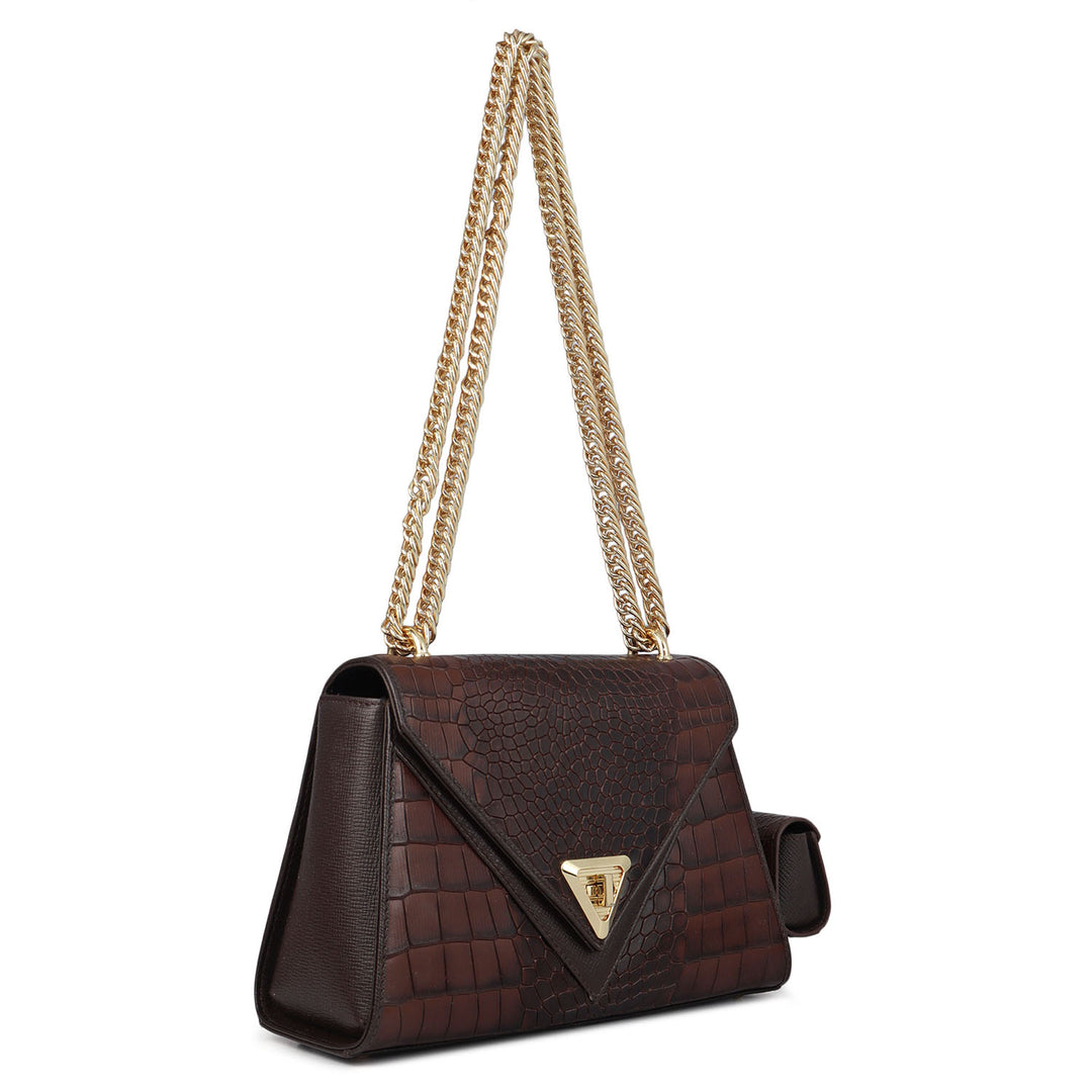 Allure Croco Franzy Leather Shoulder Bag - Date