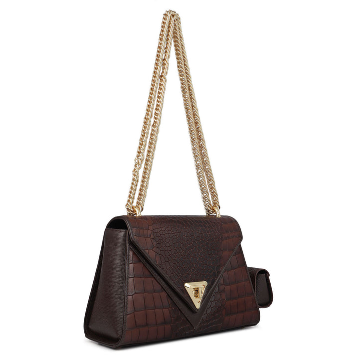 Allure Croco Franzy Leather Shoulder Bag - Date
