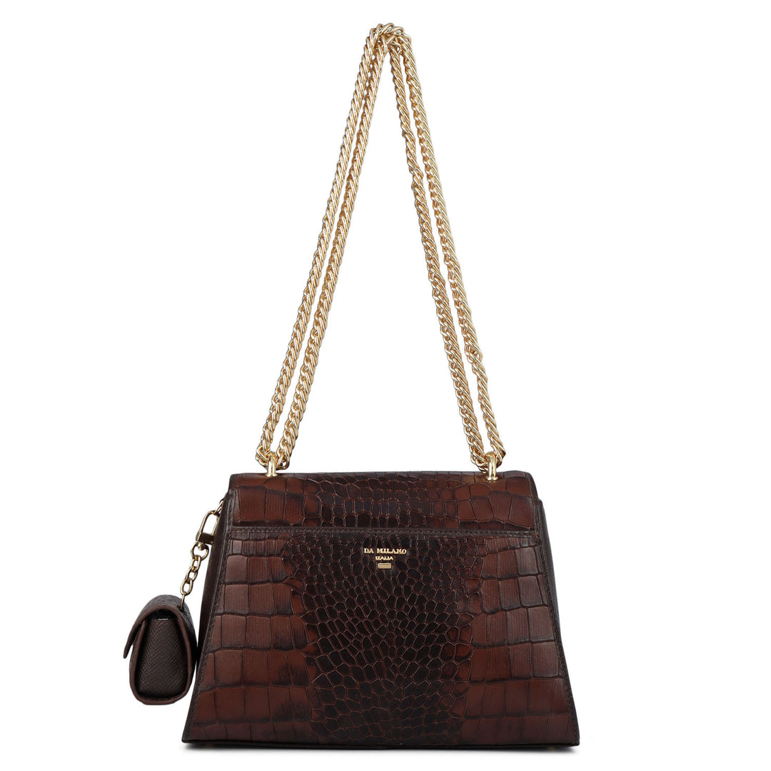 Allure Croco Franzy Leather Shoulder Bag - Date