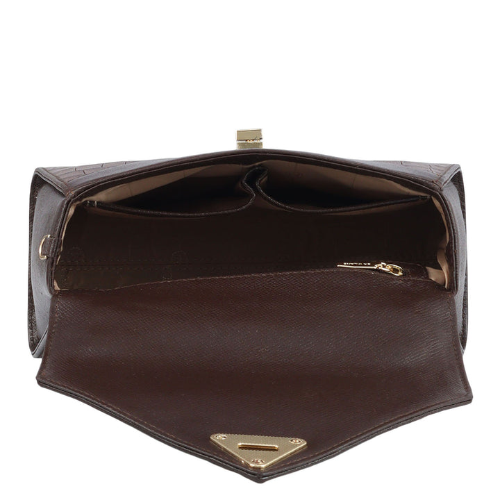 Allure Croco Franzy Leather Shoulder Bag - Date