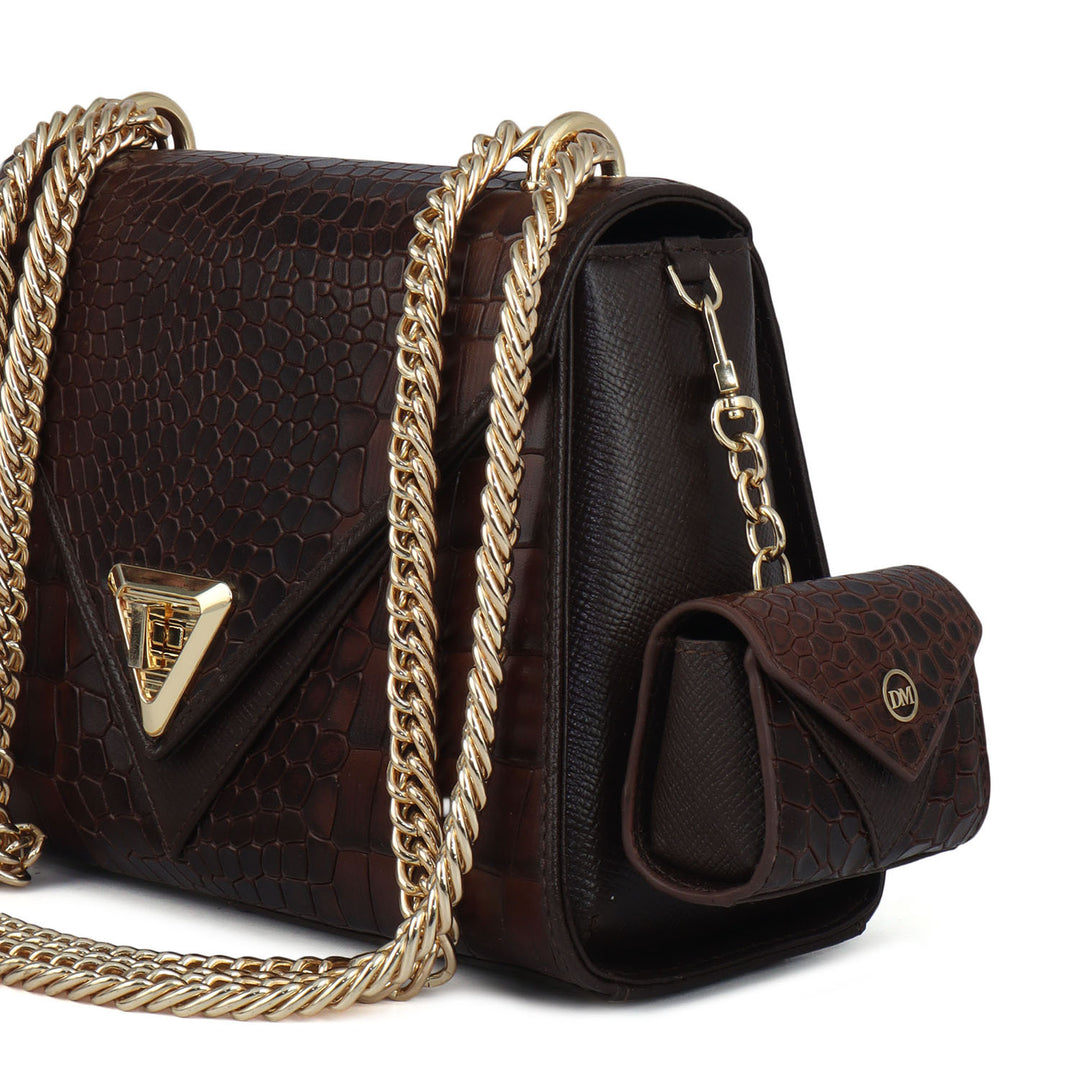 Allure Croco Franzy Leather Shoulder Bag - Date