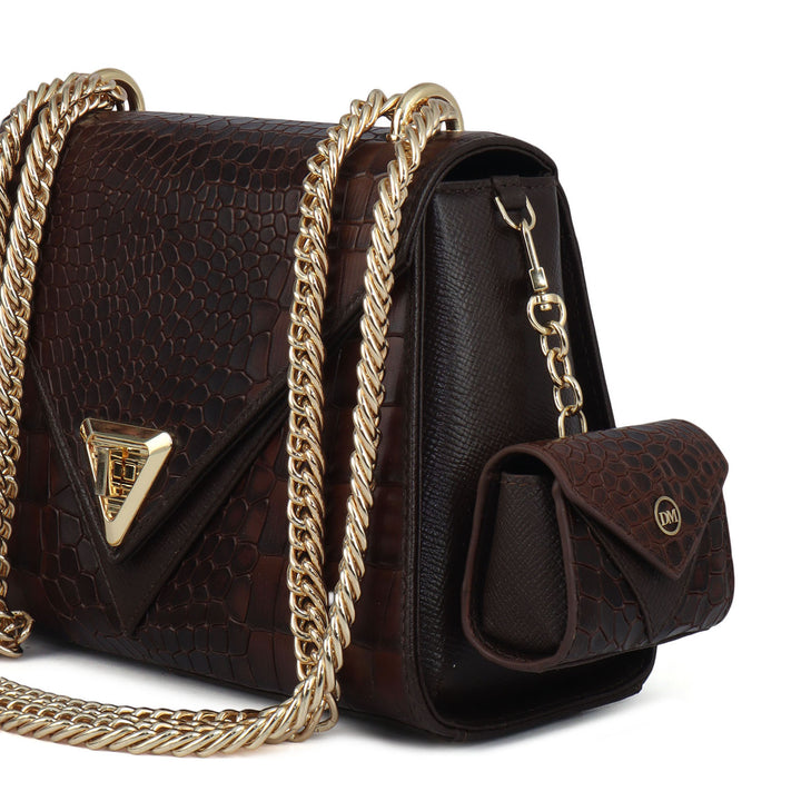 Allure Croco Franzy Leather Shoulder Bag - Date