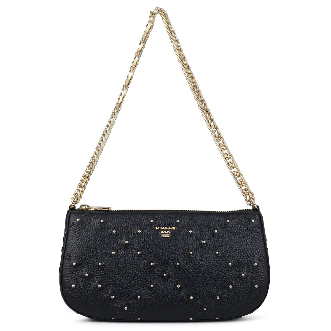Serena Wax Leather Baguette - Black