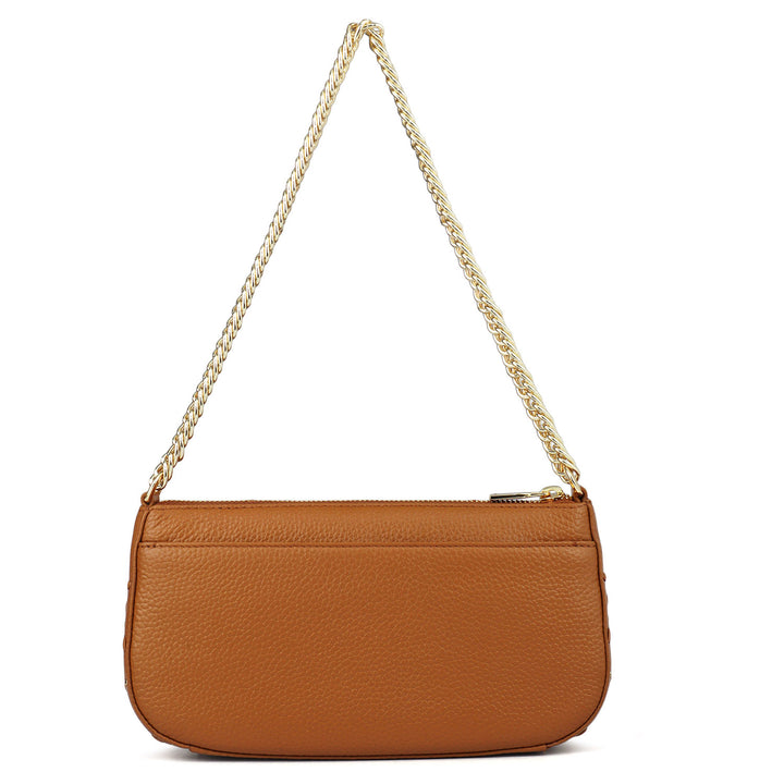 Small Bunti Wax Leather Baguette - Caramel