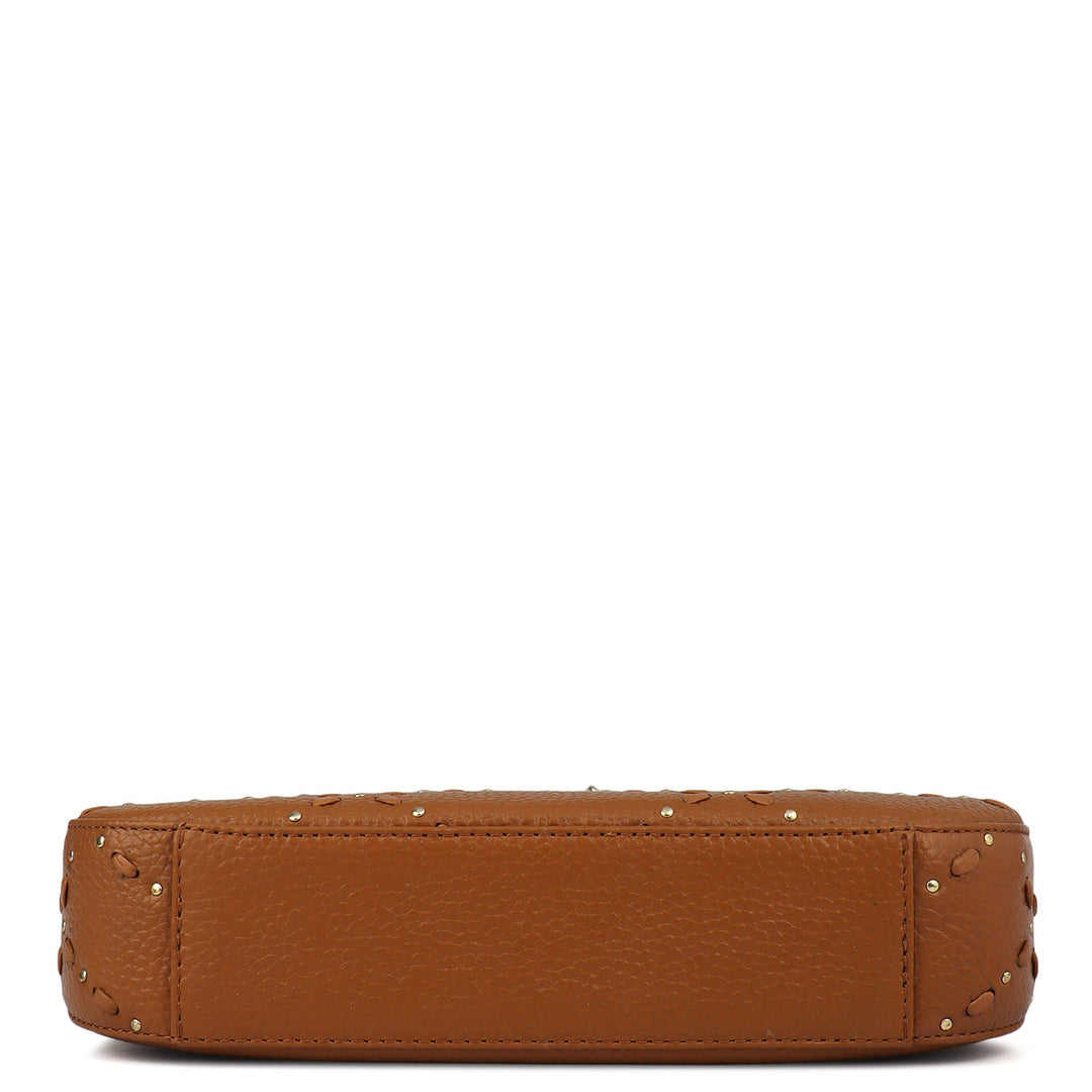 Small Bunti Wax Leather Baguette - Caramel