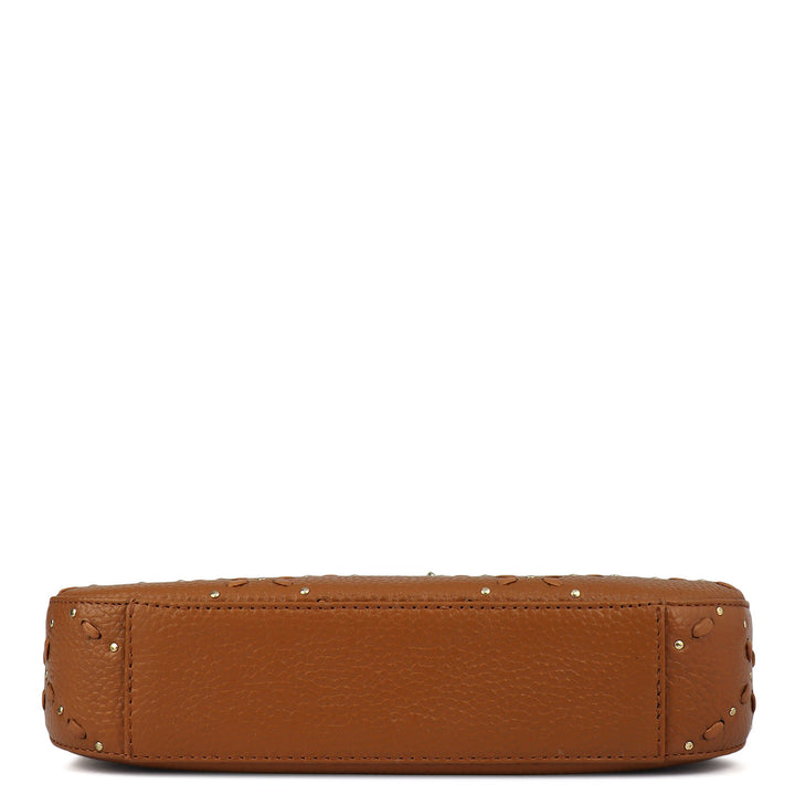 Small Bunti Wax Leather Baguette - Caramel