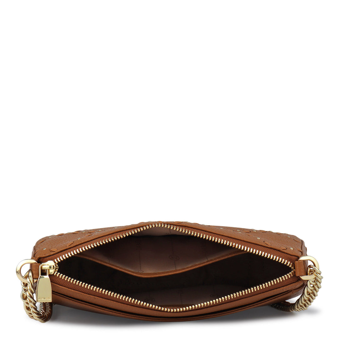 Small Bunti Wax Leather Baguette - Caramel